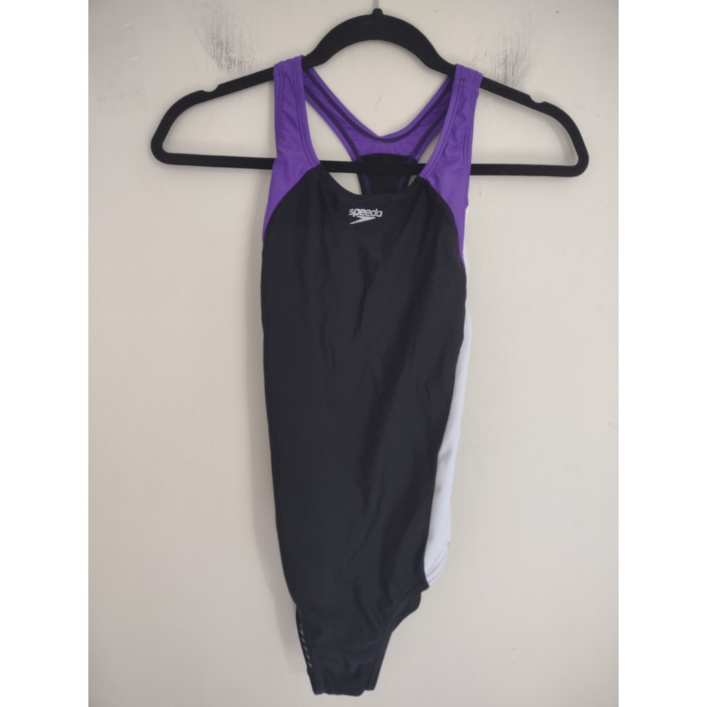 Speedo FL Spark Splice Flyback Onepiece Competitive Swimsuit 16 Blk & Purple